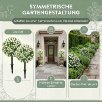 Künstliche Rosenkugeln UV-beständig für den Außenbereich, Set aus 2 Rosenbäumen, 55 cm, Weiß