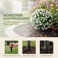 Künstliche Rosenkugeln UV-beständig für den Außenbereich, Set aus 2 Rosenbäumen, 55 cm, Weiß