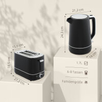 Set aus 1,7 L Wasserkocher und Toaster mit 6...