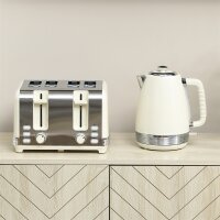 Wasserkocher- und Toaster-Set, 1,7 L, 2200W, Strix Thermostat, Filter, 4-Schlitz-Toaster, 7 Bräunungsstufen, Krümelfach