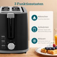 Wasserkocher- und Toaster-Set, 2200W, Otter-Thermostat, 2-Schlitz-Toaster, 7 Bräunungsstufen, Krümelfach, Schwarz