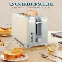 Wasserkocher- und Toaster-Set, 2200W, 7 Bräunungsstufen, versch. Funktionen, Creme