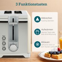 Wasserkocher- und Toaster-Set, 2200W, 7 Bräunungsstufen, versch. Funktionen, Creme