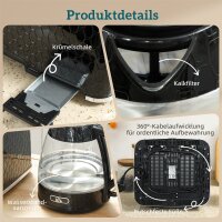 1,7L 2200W Schnellkoch-Wasserkocher und 4-Scheiben-Toaster-Set mit Kalkfilter, Schwarz