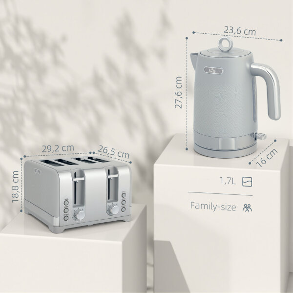 Wasserkocher- und Toaster-Set, 1,7L 2200W Schnellkoch-Wasserkocher mit Thermostat