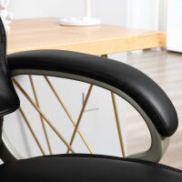 Bürosessel Chefsessel mit Wippfunktion Bürostuhl Schreibtischstuhl Ergonomischer Drehstuhl Sportsitz Hoher Rückenlehne Schwarz Kunsterleder Metall 70 x 58 x 114–124 cm