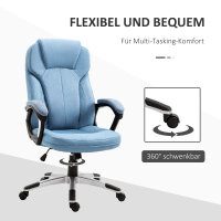 Bürostuhl Computerstuhl Drehstuhl höhenverstellbar Wippfunktion mit Kopfstütze und gepolsterte Armlehnen Ergonomisch Hellblau Leinen 66 x 75 x 110–120 cm