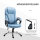 Bürostuhl Computerstuhl Drehstuhl höhenverstellbar Wippfunktion mit Kopfstütze und gepolsterte Armlehnen Ergonomisch Hellblau Leinen 66 x 75 x 110–120 cm