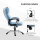 Bürostuhl Computerstuhl Drehstuhl höhenverstellbar Wippfunktion mit Kopfstütze und gepolsterte Armlehnen Ergonomisch Hellblau Leinen 66 x 75 x 110–120 cm