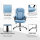 Bürostuhl Computerstuhl Drehstuhl höhenverstellbar Wippfunktion mit Kopfstütze und gepolsterte Armlehnen Ergonomisch Hellblau Leinen 66 x 75 x 110–120 cm