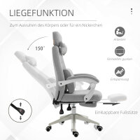 Bürostuhl, Ergonomischer Schreibtischstuhl mit Kopfkissen, Lendenkissen, höhenverstellbar Gamingstuhl mit Fußstütze, hoher Rückenlehne, Grau 62 x 68 x 117-127 cm