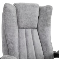 Bürostuhl mit Massagefunktion, Ergonomischer Schreibtischstuhl mit Heizfunktion, Liegefunktion, Höhenverstellbarer Drehstuhl mit Fußstütze, Seitentasche, Grau