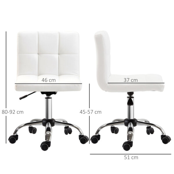 Bürostuhl, Drehstuhl, Kunstleder, Stahlstruktur, 5 Räder, gepolstert, Weiß