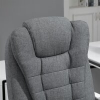 Bürostuhl mit ausklappbarer Fußstütze, Chefsessel, verstellbare Rückenlehne, Leinenoptik, Grau