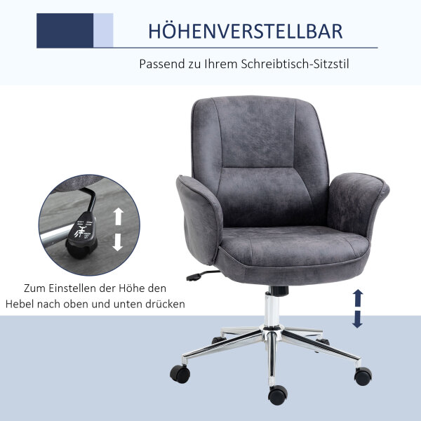 Bürostuhl, Schreibtischstuhl, höhenverstellbar, Wippfunktion, drehbar, Stahl, dunkelgrau, 67 x 69 x 102cm