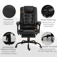 Schreibtischstuhl mit 7 Massagepunkten, höhenverstellbarer Drehstuhl mit integrierter Fußstütze, 67 x 79 x 111-121 cm