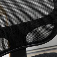 Zeichenstuhl mit Fußstütze 5 Rollen höhenverstellbar Stahl Mesh-Stoff Schwarz