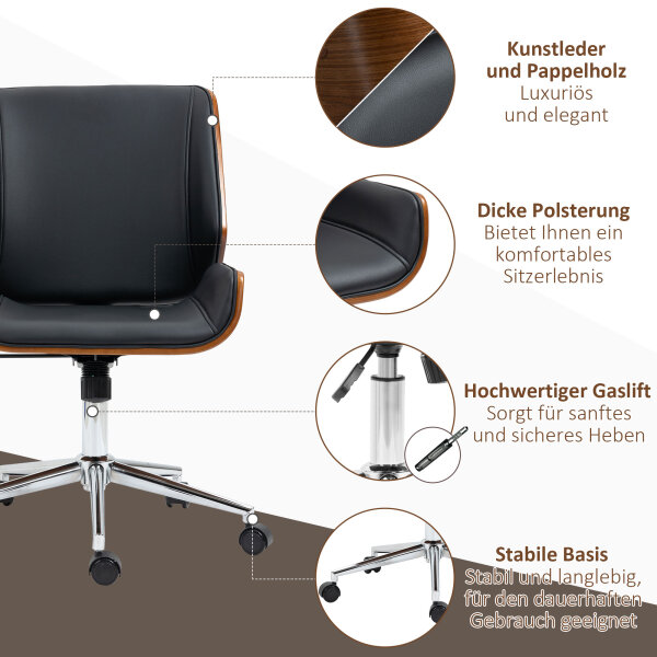 Schreibtischstuhl Computerstuhl, Wippfunktion, höhenverstellbar, Schwarz + Silber