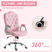 Bürostuhl, neigbare Lehne, höhenverstellbar, Samtoptik, bis 120 kg, Rosa