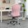 Bürostuhl, neigbare Lehne, höhenverstellbar, Samtoptik, bis 120 kg, Rosa