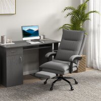 Bürostuhl mit Massagefunktion, Heizfunktion, Fernbedienung, ausfahrbare Fußstütze, neigbar, grau