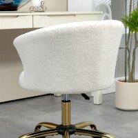 Schreibtischstuhl, höhenverstellbarer Bürostuhl mit Teddy-Fleece-Optik 58 x 56 x 68-76 cm Weiß