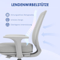 Bürostuhl, Ergonomisch Schreibtischstuhl mit Drehfunktion, Höhenverstellbar 55 x 48 x 82,5-94,5 cm Grau