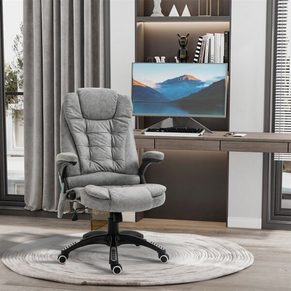 Chefsessel mit Massage- & Wärmefunktion, ergonomisch, verstellbar, bis 120kg, Grau