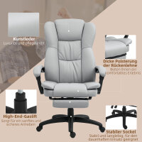 Verstellbarer Drehstuhl mit Fußstütze, Kopfstütze, Massagefunktion, Kunstleder, 68,5x68,5x113-121cm