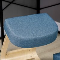 Kniestuhl, ergonomischer Sitzhocker, Polsterhocker für gesunde Sitzhaltung, Birkenholz, 120 kg belastbar, Blau