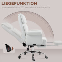 Ergonomischer Bürostuhl, höhenverstellbar 48-56 cm, neigbare Rückenlehne, Fußstütze, Weiß