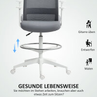 Schreibtischstuhl, drehbar, rollbar, Netzrücken, Schaumstoffkissen, Grau