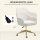 Homeoffice-Stuhl, höhenverstellbarer Bürostuhl mit Rollen, Samtartiger Bezug, Metallbasis, Cremeweiß