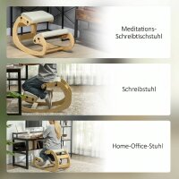 Ergonomischer Kniestuhl, Kniehocker mit 6 verstellbaren Einstellungen, Basis aus Holz Cremeweiß