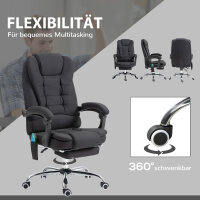 Bürostuhl mit Massagefunktion, Ergonomischer Schreibtischstuhl mit Liege- & Wärmefunktion, höhenverstellbar, Schwarz