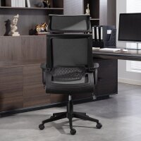Bürostuhl mit weicher Rückenlehne, Räder, Armlehnen, höhenverstellbarer Schreibtischstuhl, Kunstwolle, Grau