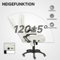 Ergonomischer Schreibtischstuhl mit Massagefunktion, 68 x 72 x 110–120 cm, Cremeweiß