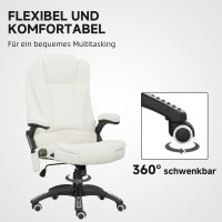 Ergonomischer Schreibtischstuhl mit Massagefunktion, 68 x 72 x 110–120 cm, Cremeweiß