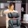 Bürostuhl Ergonomischer Höhenverstellbarer Drehstuhl mit Lendenwirbelstütze, Armlehne, Fußstütze, PU-Leder, Schwarz