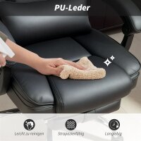 Bürostuhl Ergonomisch mit Massagefunktion Schreibtischstuhl mit Fußstütze, Kunstleder Schwarz