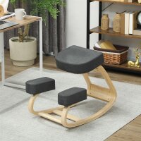 Kniestuhl, ergonomischer Sitzhocker, Polsterhocker für gesunde Sitzhaltung, Birkenholz, 120 kg belastbar, Dunkelgrau
