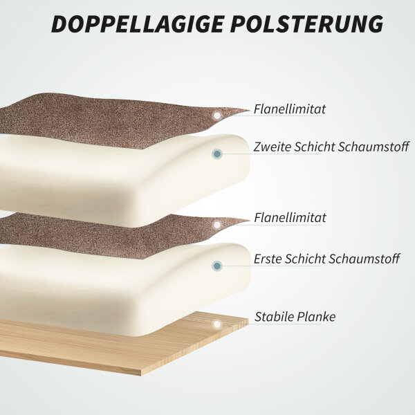 Ergonomischer Bürostuhl, neigbare Rückenlehne, Fußstütze, weicher Stoff, Hellbraun