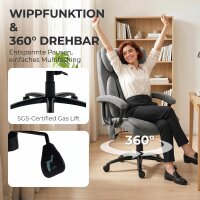 Ergonomischer Massage-Bürostuhl mit 4 Knetpunkten, Chefsessel mit hoher Butterfly-Rückenlehne, breitem Sitz, Grau