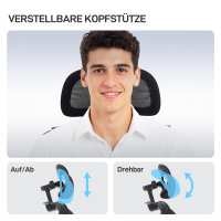 Ergonomischer Bürostuhl mit Rollen, Netzstoff, Lendenstütze, Computerstuhl mit Armlehnen, verstellbare Kopfstütze