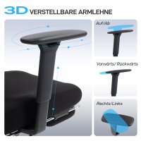 Ergonomischer Bürostuhl mit Rollen, Netzstoff, Lendenstütze, Computerstuhl mit Armlehnen, verstellbare Kopfstütze