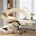 Ergonomischer Bürostuhl mit Fußstütze, Kunstleder-Bezug, rollbar, drehbar, Metall, Beige+Schwarz