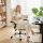 Ergonomischer Bürostuhl mit Fußstütze, Kunstleder-Bezug, rollbar, drehbar, Metall, Beige+Schwarz