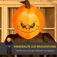210 cm Aufblasbar Kürbisgeist, Halloween Horror Deko mit LED Beleuchtung, Halloween-Dekoration, Wasserdichte Luftfigur, Polyester, für Indoor, Outdoor