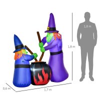 Aufblasbare Hexen Hexenkessel Figur Luftfigur Halloween...