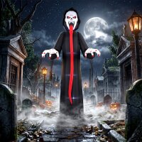 Aufblasbares Halloween-Skelett, 310 cm, mit integrierten LED-Lichtern, gruselige Deko für Innen- und Außenbereich